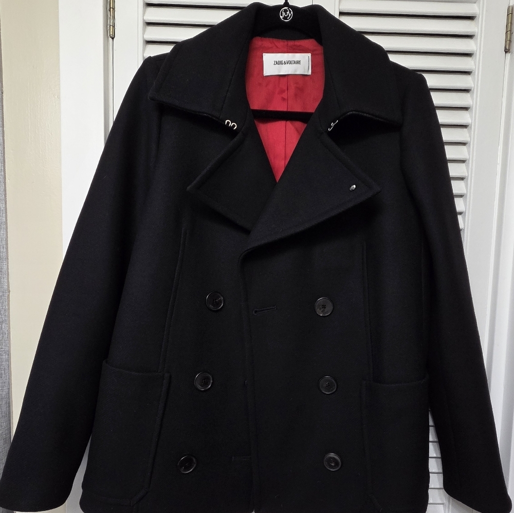 Zadig & Voltaire Black Pea coat Wool-blend